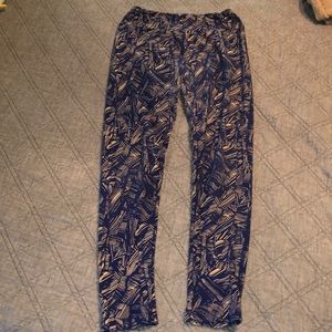LuLaRoe one size leggings blue and tan